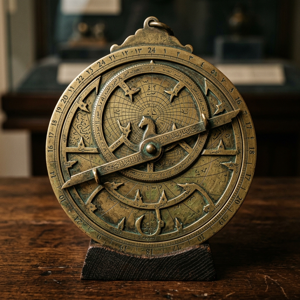 Antique brass astrolabe instrument